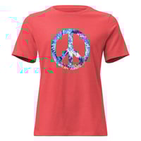 Image 4 of Women's Relaxed T-Shirt, Tie Dye Peace Sign Retro Tee