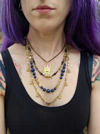 Image 3 of Lapis Lazuli Sun Charm 4 teir necklace 