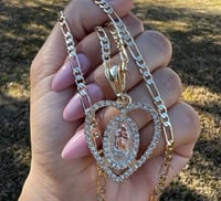 Image 2 of Guadalupe Rhinestone Heart Pendant Necklace 