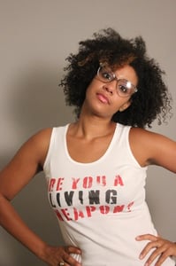 Image of "Are You A Living Weapon" White Female Tank Top