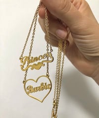 Image 2 of HEART NAME / WORD PLATE NECKLACE 