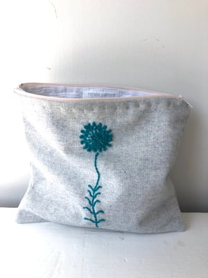 Image of blue on bleu hand embroidered bag