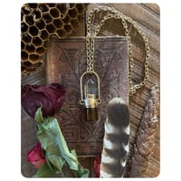 Image 2 of Running Hare Polished Quartz Solid Brass Bottle Necklace 
