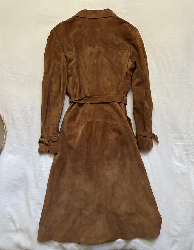 late 1960s softest suede belted trench coat jacket leather 