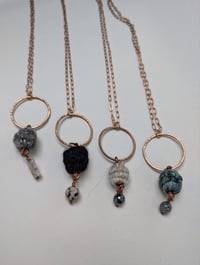 Image 3 of Your Choice! Handspun Drop Bead Necklace w/Semi Precious Stone Bead