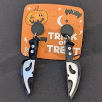 Image 1 of Ghost Face Knife Earrings 