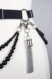 Image 5 of Belt with Onyx beads and chain tassels 