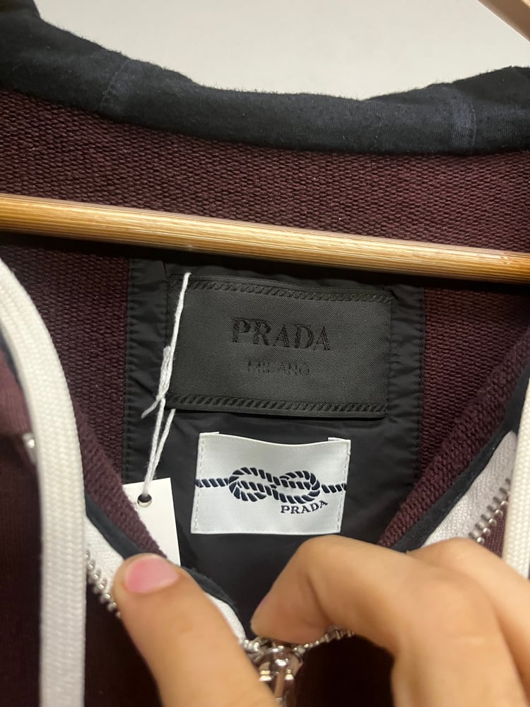 Image of Prada Two Tone Quarter Zip Hoodie