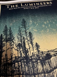 Image 3 of The Lumineers Red Rocks 2016 screen print poster by Jon Mackay 