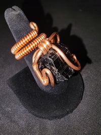 Image 2 of Adjustable Black Tourmaline Ring #6 Taquaral, Brazil