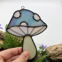 Image 1 of Iridescent Blue/Pink Mushroom Suncatcher