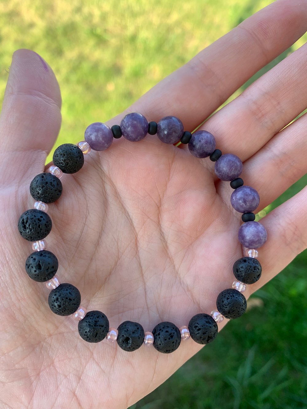 lepidolite & lava stone essential oil diffuser bracelet