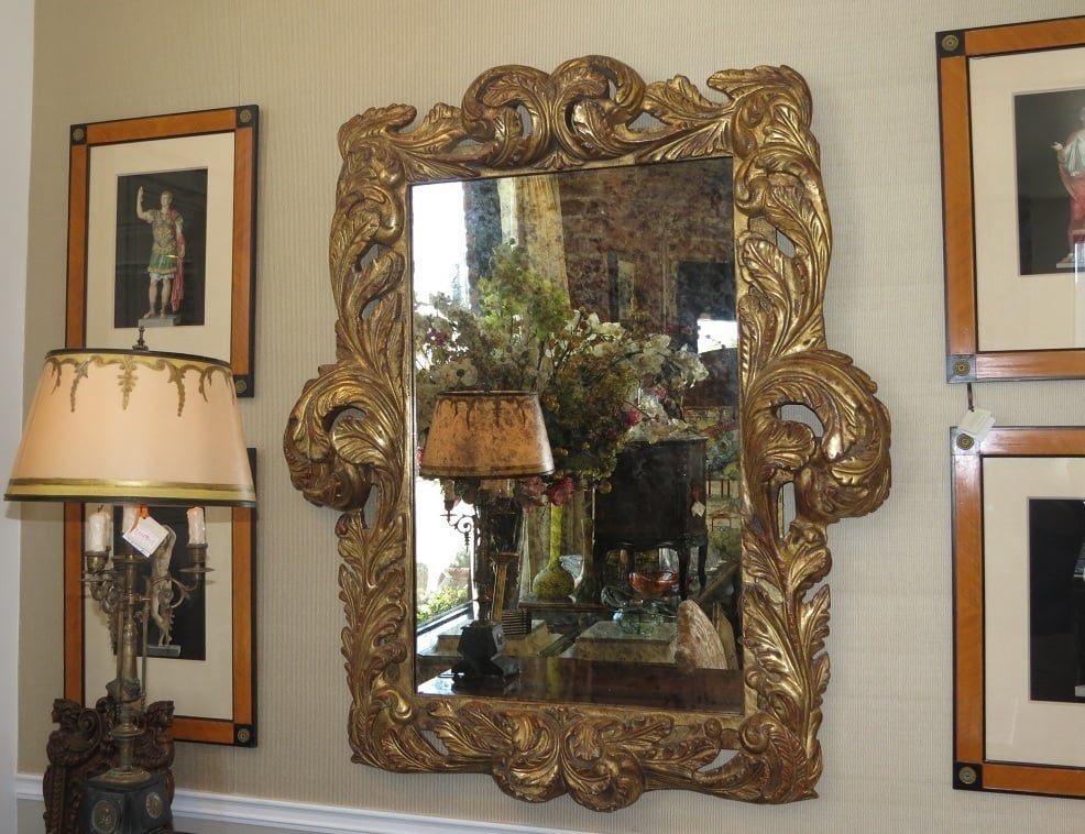 Image of Spectacular Dramatic Baroque Hand Carved Designer Giltwood Mirror 