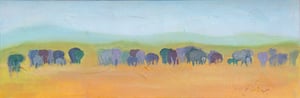 Image of Elephant Train Painting