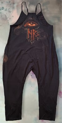 Image 2 of “WAVY EYES” CUSTOM BLEACH PAINTED BAGGY ROMPER LARGE