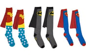 Image of Superman/Batman/WonderWoman Socks w/Cape Combo 2 Pack