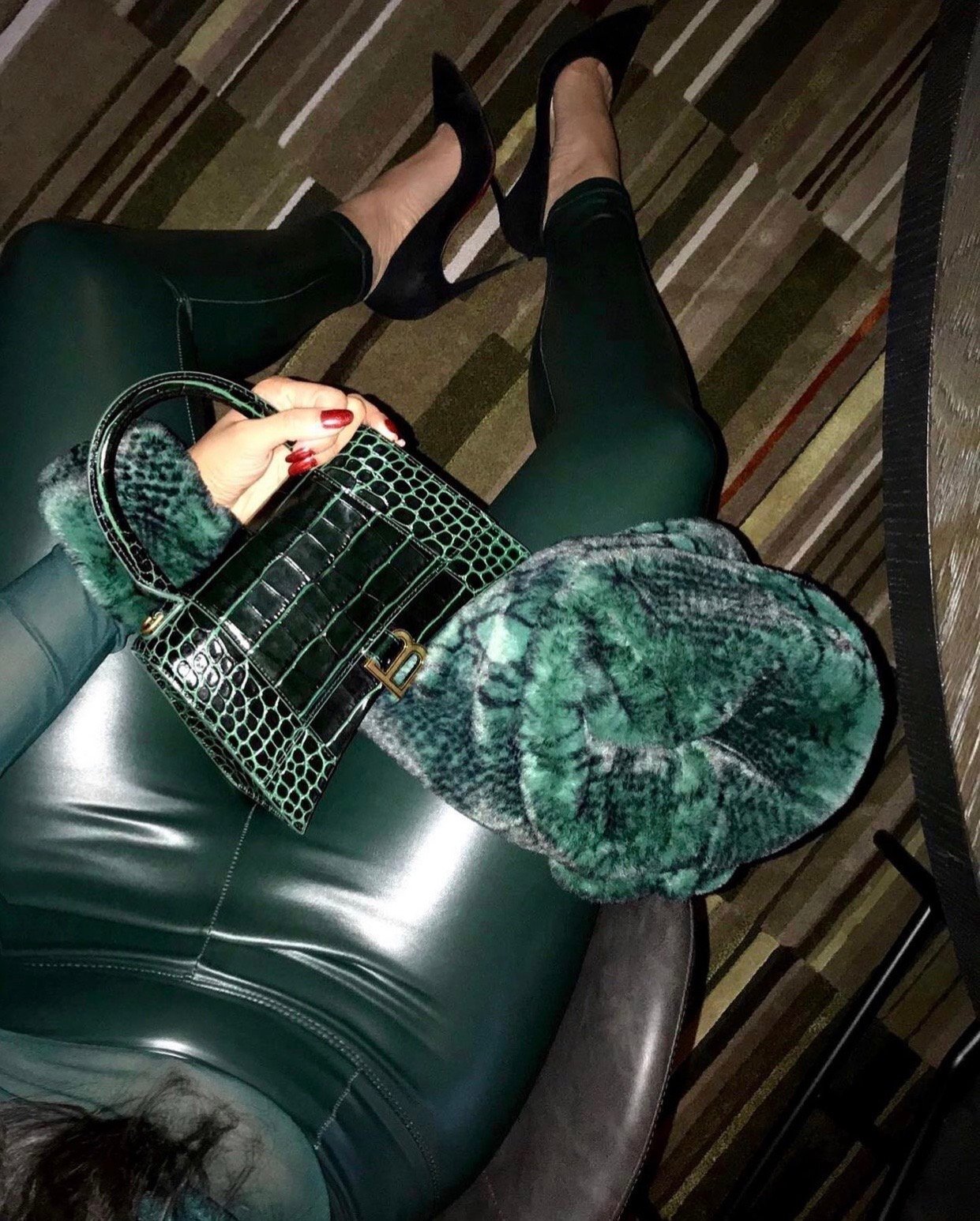 Image of FOREST GREEN BODYSUIT, LEGGINGS, CUFFS & HAT (SMALL)