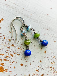 Image 1 of Golden Hills turquoise and lapis earrings