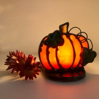 Image 2 of Bright Orange Pumpkin Candle Holder 