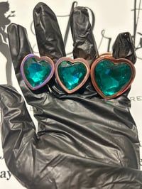 Image 1 of Individual Rose Gold Emerald Heart Butt Plug