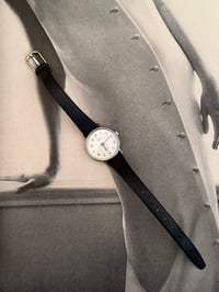 Image 2 of Vintage Ladies Dainty Silver Dial Leather Watch 