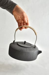Image 2 of Black Ridged Teapot - Wheel-thrown with Custom Matte Glaze
