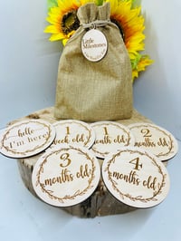 Image 2 of Wooden Baby Milestone Discs 