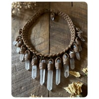 Image 3 of The Empress Necklace - Clear Quartz Crystals and Soft Tan Leather