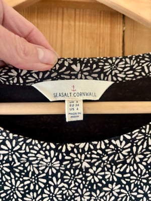 Seasalt Cornwall Black & White Floral Midi Dress – UK 8 Was £80, now £25