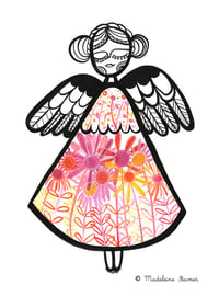 Angel With Florals Print