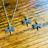 Image 3 of Set of 5 dragonfly silver plated necklaces 