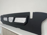 Image 1 of 1962-1964 IMPALA TRUNK PANEL HT/CONV WRAPPED BLACK MADRID ALL CHROME FLAGS/PINSTRIPE