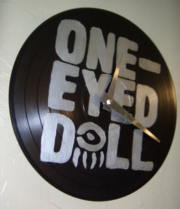 Image of One-Eyed Doll xDM - Silver Logo on Black 10inch - Custom Record Clock
