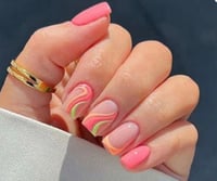 Image 2 of Nails - Short (Hot Pink Design)