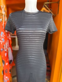 Image 2 of Sheer Stripe Mesh Maxi Dress M