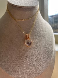 Image 3 of Gold Garden Quartz Heart Crystal Necklace