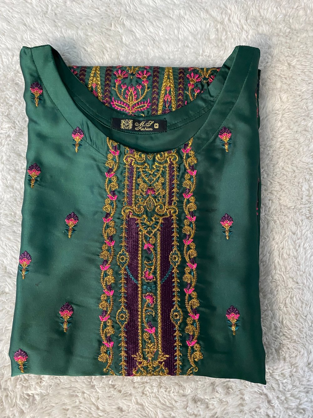 Silk Peacock Green Kurtie 