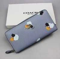 Image 1 of Coach Light Blue Floral Zip long Wallet 