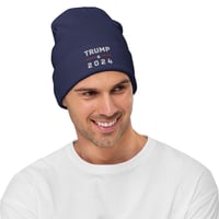 Image 3 of Trump 2024, Black, Navy, Embroidered Beanie