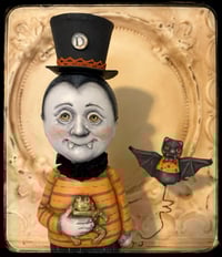 Image 2 of Vampire Dracula sculpture Halloween Folk Art Penny Grotz