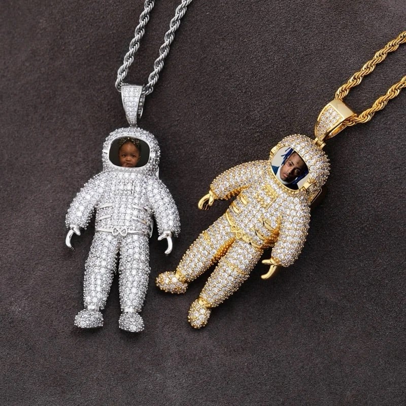 Image of Astronaut custom photo necklace