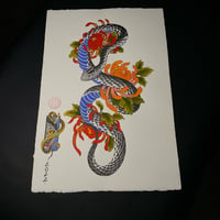 Image 3 of Snake and chrysanthemum painting 