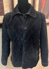 Image 2 of Vintage Black Suede Jacket David Bowie Embroidered Flowers