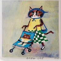 Image 2 of Small square art print -Baby cat 