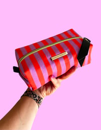 Image 5 of Hot pink and orange stripes makeup bag