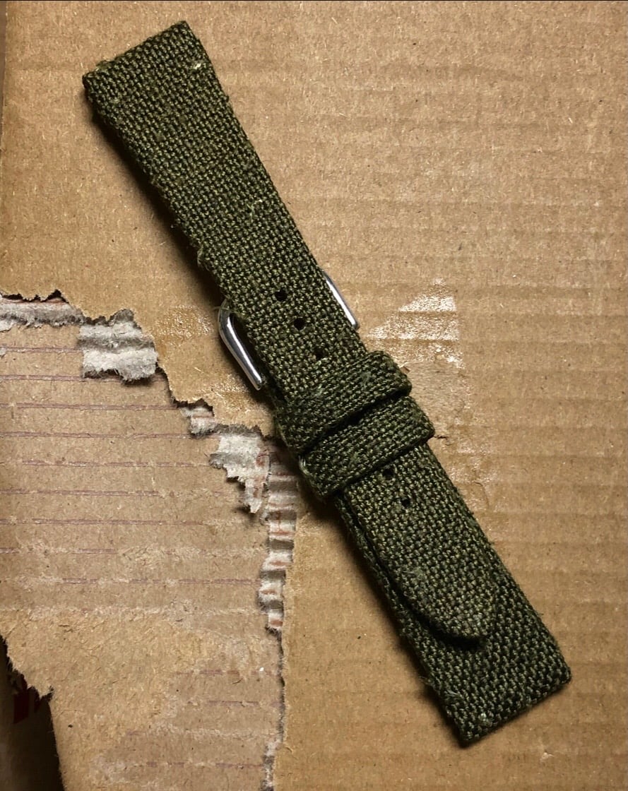 Image of Green Canvas N°2 Hand-rolled Watch Strap