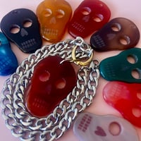 Image 1 of XL Agate Skull Necklace on Chunky Chain
