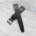 20mm Vintage Style Crocodile Strap In Black