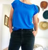 Ready Made Royal Blue Rayon T Top with Free Postage 
