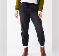 Image 1 of SONOMA black washed out elastic waist jogger pants 